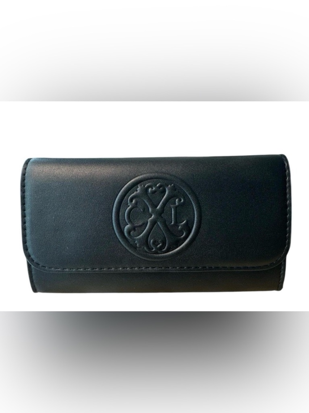 NWT Christian Lacroix Park Smooth Small Clutch Wristlet Black CXL Logo